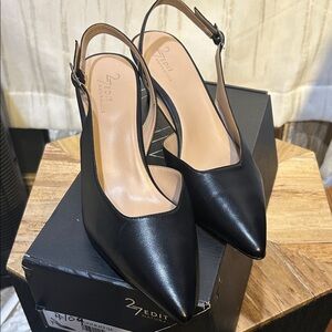 27 EDIT Black Pointed Slingback Heels